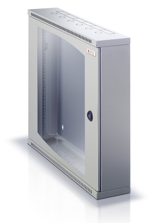 Armadio Rack 19'' Flat a muro p.30cm 12 unità sezione unica Grigio